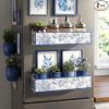 2 Pack Floral and Bird Magnetic Spice Rack for Refrigerator Metal Magnet Basket Shelf for Fridge Seasoning Storage Organizers Home Decor Kitchen Acces