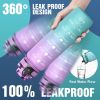 Water Bottle, 32oz Motivational Sports Water Bottle with Time Marker Times to Drink Tritan, BPA Free, Wide Mouth Leakproof