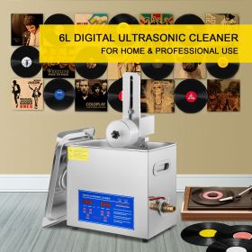 Ultrasonic Cleaner 6L Ultrasonic Vinyl Cleaner 7-12 Inch 8 Records Ultrasonic Vinyl Cleaning Machine 180W Ultrasonic Records Cleaner with Drying Rack