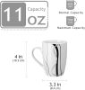 Ceramic Coffee Mugs Set of 6, 11 OZ Coffee Cups Set with Handle, White Mugs Set Porcelain Cup Set for Kitchen, Microwave Dishwasher Safe, Series Fiona