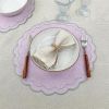 Linen Cotton Placemats Set of 4 Scalloped Flower Embroidery Place Mats 15'' Natural Linen - Cotton - 7EX798