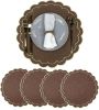 Linen Cotton Placemats Set of 4 Scalloped Flower Embroidery Place Mats 15'' Natural Linen - Cotton - 7EX79P