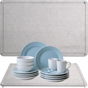 Stone Dish Drying Mat 24"×16" Large Diatomaceous Earth Dishes Quick Dry Pad for Kitchen Counter with Heighten Stainless Steel Feet