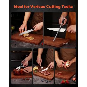 Kitchen Knife Set with Block and Sharpener, 15 Piece High Carbon Stainless Steel Sharp Knife Set, Kitchen Cutlery with Ergonomic Handle