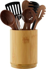 Utensil Holder, Bamboo Kitchen Utensil Holder for Countertop, 360°Rotating Cooking Utensil Crock for Kitchen Counter