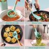 11Pcs Silicone Cooking Utensil Set Heat Resist Wooden Handle Silicone Spatula Turner Ladle Spaghetti Server Tongs - LightGreen [H7X1QT]