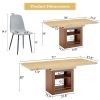 Scalable dining table and chair set, 59-71 inch pull-out table,8-piece set of Light Gray Linen-Cotton Material chairs