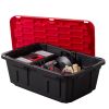 17 Gallon Medium Storage Bin with Snap Lid, Black and Red, Heavy Duty Plastic Storage Container