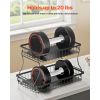 2 Tier Fruit Basket, Countertop Fruits Vegetable Bowl with Banana Hangers, Metal Wire Storage Stand for Kitchen Counter