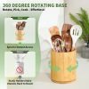 Wooden Utensil Holder, 360°Rotating 7.3'' Large Utensil Holder for Kitchen Counter, Kitchen Utensil Organizer, Utensil - Wood [7E7VIX]