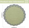 Linen Cotton Placemats Set of 4 Scalloped Flower Embroidery Place Mats 15'' Natural Linen - Cotton - 7EX4ZP