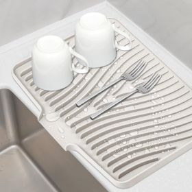 Dish Drying Mat, Stone Drying Mat for Kitchen Counter with Built-In Drain, Non-Slip Drain Pad with Built-in Drain, Heat Resistant Stone Drying Mat