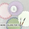 Linen Cotton Placemats Set of 4 Scalloped Flower Embroidery Place Mats 15'' Natural Linen Texture Fabric Machine Washable - Cotton [7EX4MX]