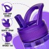 Water Bottle with Straw,Tritan BPA-Free,Leak-Proof Design for Travel,Home, School, (Deep Purple)