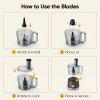 Food Processor 10.5 Cup, Vegetable Chopper 5 Blades 3 Modes, Large Capacity, Dishwasher Safe - black - 7RZ8Q6