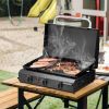 3-Burner Flat Top Gas Griddle Cooking Station with Ceramic Coated Cast Iron Pan, 30