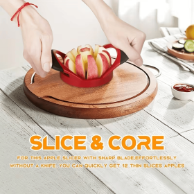 2Pcs 4.72 Inch Apple Slicer, 12-Blade Heavy Duty Fruit Cutter Corer, Multi-Function Pear Onion Tomato Slicer Tool for Kitchen