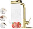 Gold Kitchen Faucets with Pull Down Sprayer,Waterfall Kitchen Sink Faucet,Commercial Utility Stainless Steel Kitchen Faucets