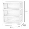 Wide 3 Drawer Tower, Versatile Storage Solution with Removable Clear Plastic Bins, Easy to Assemble, White
