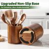 Wooden Utensil Holder, 360°Rotating 7.3'' Large Utensil Holder for Kitchen Counter, Kitchen Utensil Organizer, Utensil - Wood [7RMZSJ]