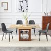 Scalable dining table and chair set, 59-71 inch pull-out table, 4-piece set of Dark Gray Linen-Cotton Material chairs