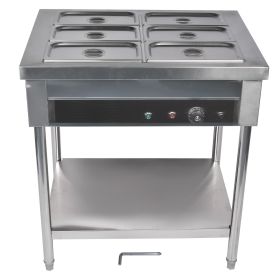 6-Pan Commercial Food Warmer, Professional Buffet Catering Food Warmer, Electric Steam Table, Stainless Steel
