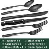 24-Piece Black Silverware Set with Steak Knives, Black Flatware Set for 4, Food-Grade Stainless Steel Tableware Cutlery Set - Stainless Steel [7RMH16]