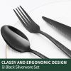24-Piece Black Silverware Set with Steak Knives, Black Flatware Set for 4, Food-Grade - Stainless Steel - 7RMH1X