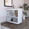 Texas Bar Cart, One Cabinet, Six Bottle Cubbies, One Lower Panel, Four Casters