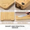 Bamboo Cutting Boards for Kitchen [Set of 3] Wood Cutting Board for Chopping Meat, Vegetables, Fruits, Cheese, Knife