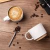12OZ Stackable Coffee Mugs, Ceramic Coffee Mugs with Texture Patterns for Man,Woman,Dad,Mom, Modern Coffee Mugs Set of 4 for - Ceramic, Clay [7RZXCT]