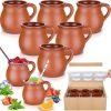 Pack of 6 12 oz Cantaritos De Barro Clay Cups Mexican Clay Mugs Fiesta De Barro Mexicanos Coffee Mugs, Cocktail Glasses and Tea Cups for Tequila