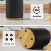 Black Utensil Holder Wood Kitchen Utensil Holder for Countertop, 360°Rotating Cooking Utensil Crock for Counter