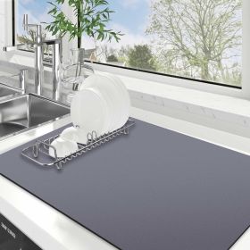 Dish Drying Mat Super Absorbent Drying Mat Large Dish Drying Mats for Kitchen Counter Easy Clean Dish Mat Kitchen Drying Mat18"x 28" Classic Grey