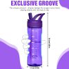 Water Bottle with Straw,Tritan BPA-Free,Leak-Proof Design for Travel,Home, School, (Deep Purple)