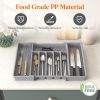Silverware Drawer Organizer, Expandable Utensil Tray for Kitchen, BPA Free Flatware and Cutlery Holder, Adjustable Plastic - Gray