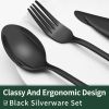24-Piece Black Silverware Set with Steak Knives, Black Flatware Set for 4, Food-Grade - Stainless Steel - 7RMHBJ