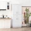 Modern Kitchen Pantry Cabinet Storage with with 4 Doors, Drawer and 3 Adjustable Shelves for Dining Room, White|
