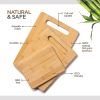 3-Piece Bamboo Cutting Board Set - Wood Cutting Boards for Kitchen, Chopping Meat, Vegetables, Fruits & Cheese - Reversible [7RZ6KT]