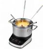 Electric Fondue Pot Set 1200W 3.2 QT Removable Pot with 6 Color-Coded Forks for Restaurant Quality Fondue Experience