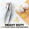 Kitchen Premium Garlic Press Set – Rust Proof & Dishwasher Safe Garlic Mincer Tool with Silicone Garlic Peeler & Brush, Easy - Stainless [7RDUF6]