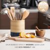 Handcrafted Bamboo Kitchen Utensil Organizer, Modern Countertop Cooking Utensil Holder, Large Crock - Painted [7RZVQP]