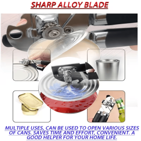 Food-Grade Stainless Steel Can Opener, Manual Magnetic Tin Opener, Smooth Edge Safe Can Cutter for Canned Food, Tuna, Soup, Kitchen Essential