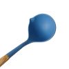 Silicone Soup Ladle with Olivewood Handle, Blue