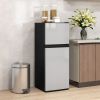 Small Fridge with Freezer, 4 Cu Ft Refrigerator with Reversible Doors, Silver [757WJT]