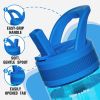 Water Bottle with Straw,Tritan BPA-Free,Leak-Proof Design for Travel, Home, School,(Blue)