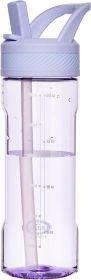 Water Bottle with Straw,Tritan BPA-Free,Leak-Proof Design for Travel, Home, School, (Purple)