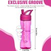 Water Bottle with Straw,Tritan BPA-Free,Leak-Proof Design for Travel,Home, School, (Fuchsia)