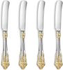 Gorgeous 6.9" Butter Spreader, 18/10 Stainless Steel, Set of 4, Gold Accent Butter Knife