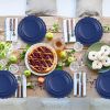 175 Pcs Navy Blue Plates and Napkins, 25 Guest Navy Blue Party Supplies Inlcudes Scalloped Plates Napkins Cups Plastic Cutlery for Birthday, Wedding